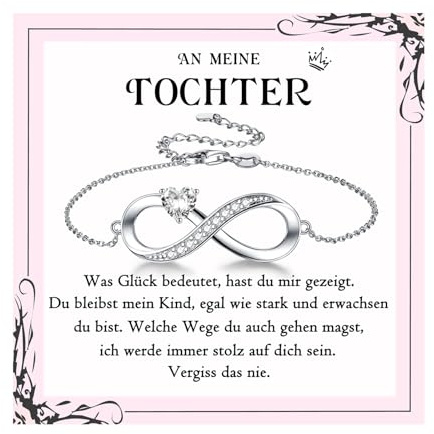 PDTU Geschenke für Frauen, Unendlichkeitszeichen Armband, Jahrestag Geburtstag Geschenk für Frau Tochter Schwester Beste Freundin, Ich Liebe Dich Geschenke Schmuck Damen