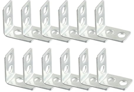 AQXYWUIO 12/24 Stück L-förmige Eckklammern aus Metall, Klammern for Schubladen, Regale, Wandhalterung, Befestigung rechtwinkliger Ecken, Klammer for Möbelbeschläge (Color : 12PCS)