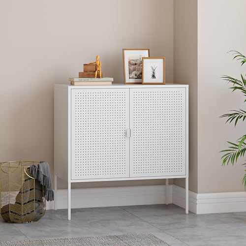 [en.casa] Skänk Castelli köksskåp metallskåp med 2 dörrar bufféskåp kontorsskåp vardagsrumskåp hallskåp förvaringsskåp 82,5 x 80 x 40 cm stål