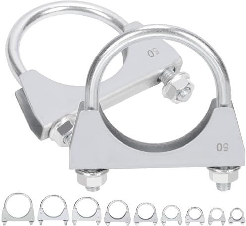 Mardatt 2 abrazaderas de perno en U, abrazadera de tubo de escape de 2 pulgadas (50 mm), silenciador en U perno, abrazadera de tubo de escape de perno en U, abrazadera de tubo de escape de perno en U,