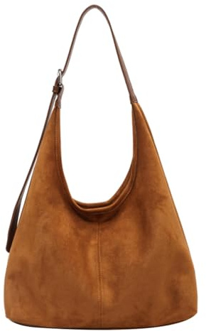 AZURAOKEY Wildleder-Hobo-Tasche für Damen, lässige Tasche, Wildleder, Geldbörse, Wildleder, Tragetasche, große Kapazität, schicke Hobo-Tasche für Reisen, Arbeit