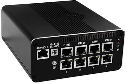 PeeliCeeli Firewall Micro Appliance Mini PC 12th Gen Pentium Gold 8505, 8 x i226V 2.5GbE LAN, PCIe x8, OPNsense Router Hardware, USB3.2, TF, HD, DP, Type-C, Barebone NO RAM NO SSD