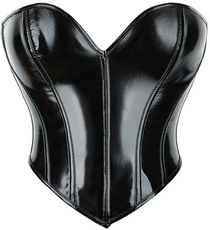 Acrawnni Überbrustkorsett für Damen, PU-Leder, Bandana, Schlauch-Top | Damen Überbrustkorsett aus PU-Leder, Bandana, Schlauch-Top, Steampunk-Schnürung, trägerlos, figurformend, Bustier