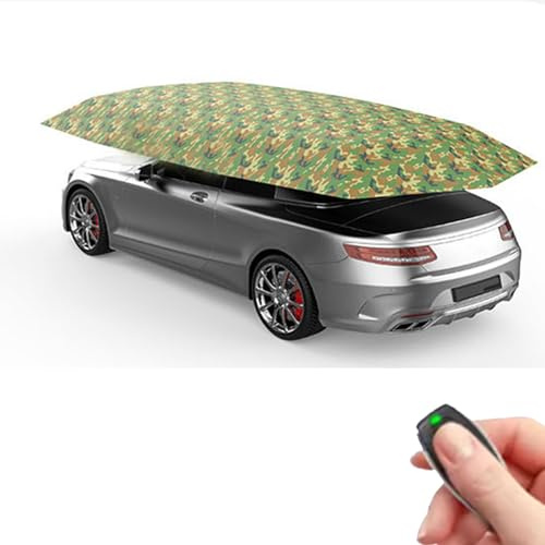 Vollautomatischer Carport, beweglicher Zeltcarport, zusammengeklapptes tragbares Autoschutzdach für den Autoschirm, für Außenzelte, automatische Fernbedienung, Camouflage-4,9 x 2,3 Meter