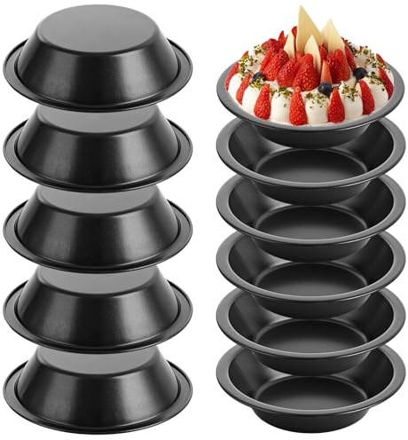 GBACHOOSE 12 Pcs Mini Pie Dishes, Non-Stick Quiche Pie Tins, Individual Round Tart Dishes, Black Carbon Steel Tart Tins for Baking Quiche, Bread, Cake, Desserts (12.3x8x3cm)