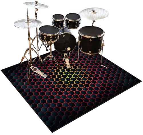 Qesjodfu Schlagzeug Teppich rutschfest Schlagzeugteppich Trommelteppich Schalldicht Drum Teppich Schlagzeug Matte Trommel Teppiche Elektronisches Jazz Schlagzeug Kit für Bass Snare Drum 200 x 160 cm