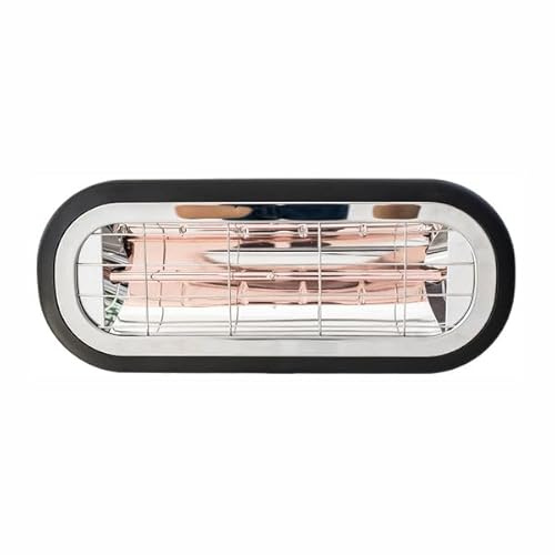 Glowywarm EP-903 - Riscaldatore Elettrico da Interno ed Esterno a Infrarossi, 2000W, IP65, Montaggio Parete/Soffitto, Area 16m², Nero