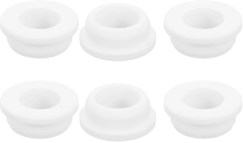 QUARKZMAN 6 Pezzi Occhielli in Gomma 30mm Foro di Perforazione, Passacavi Guarnizione 21mm ID Gommini Passacavo Scrivania Bianco Siliconica per Tappo Organizzare Filo Cablaggio Casa Auto
