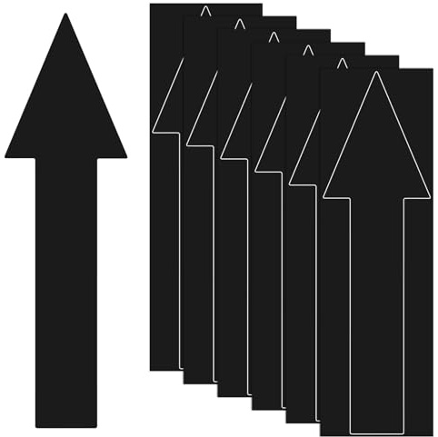 M METERXITY 6-Pack Arrow Sticker, 12 x 4 Inch/ 300 x 90 mm PVC Waterproof Self-Adhesive Directional Arrows Removable Directional Floor Decal Stickers for Wall Marking/Road Sign [Black]