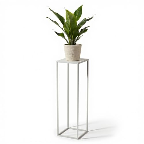FRAMADO - Pflanzenständer Ferro - 24x24x100cm - Farbe Weiß - für Zimmerblumen - Metallregal - Dekorativer Tisch - Blumenständer - für Zimmerecke, Wohnzimmer, Balkon