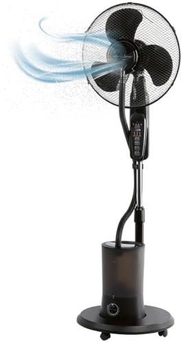 ProfiCare® Ventilator leise mit Luftbefeuchter | Schwenkfunktion | Höhe und Winkel verstellbar | 3 Stufen | Timer | Standventilator sehr leise | Ventilator mit Fernbedienung | Fan PC VL 3142 LB