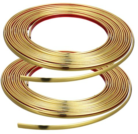 Moulure Auto-Adhésive en PVC Doré, 2 Rouleaux, pour Mur et Miroir | Flexible, Finition Décorative, Adaptée au Bureau Séjour, Pose Rapide, Format en Deux Bandes