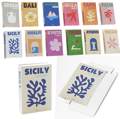SUQ 12PCS Pliables Simulation de Faux Livres, Empilé Faux Books Decor, Ensemble de Livres Décoratifs Modernes en Couverture Rigide pour l'Affichage de la Table Basse en Étagère (Nation)