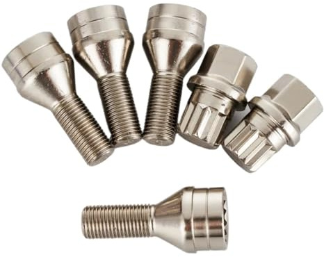 HNDRBD Bulloni antifurto for ruote M12x1,5/M14x1,5, serrature adatte for VW Audi Mercedes-Benz Skoda(4pc Bolts-2pc Keys,M14x1.5)