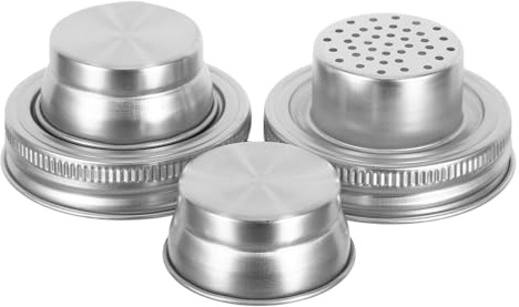 HOMOBABE 2pcs Stainless Steel Shaker Lids for Mason Jar Reusable Cocktail Shaker Tops with Easy to Store Design Suitable for Kitchen and Dining Use