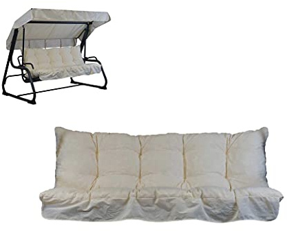 TECNOWEB Cuscini per Dondolo 4 posti (170x52x12cm) - Incluso Anche Il tettuccio Coordinato - 100% Made in Italy - Ideale per Esterni (Giardini e Cortili) - Telaio Non Incluso