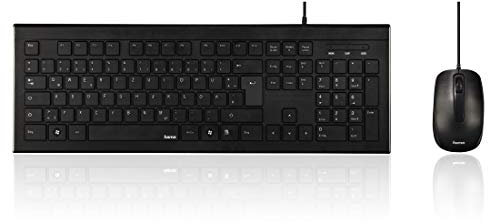 Hama | Kit de Teclado y Ratón con Cable (Teclado Español QWERTY, Conexión USB, Control Preciso y Suave del Ratón, Resistentes) Color Negro