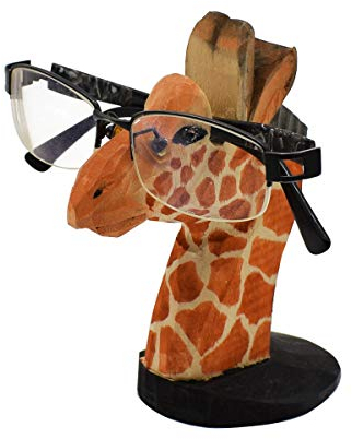 VIPbuy Lustige Brillenhalter Holz Handgeschnitzt Brillenständer Tierform Sonnenbrillenhalter und Brillenablage Gläser Aufbewahrung Geschenk für Kinder Schreibtisch Heimbüro Deko (Giraffe)