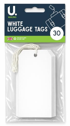 U Label White Luggage, Storage Tags - Pack of 30, 120mm x 60mm