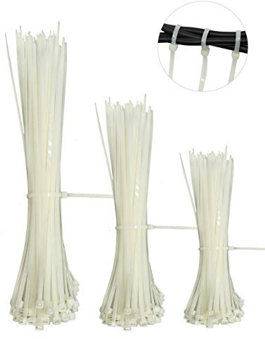 300 Pieces White Nylon Cable Ties,3.6mm Width Self-Locking Durable Mixed Length Cable Ties,DIY for Home,Kitchen,Garden-150mm/250mm/350mm