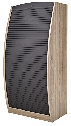 SIMMOB Armoire Informatique Galbée Chêne Noir 6 Niches