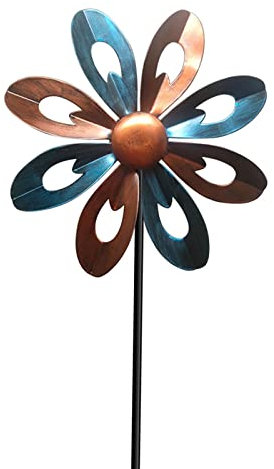 F Fityle à Vent extérieur Ornement de pelouse Moulin à Vent Rotatif Moulin à Vent décoratif Piquets à Vent pour arrière-Cour, Rouge Cuivre Or Bleu