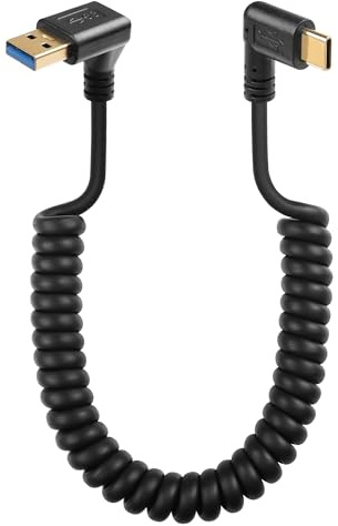 SinLoon Cable de resorte USB tipo C de 90 grados 5 Gbit/s retráctil USB 3.0 a USB C Cable de carga y transferencia de datos para teléfono, tableta, otros dispositivos USB C (abajo)