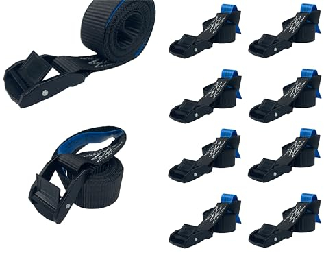 Lasiprofi Klemmschlossgurt 25mm im Set 2m/4m | Farbe schwarz | 1-teilig | Klemmschloss zur Ladungssicherung | Spanngurt für Pkw und Anhänger (4,0 m - Set 10)