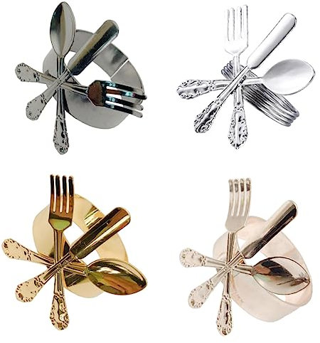 Amosfun 4 Stück Armband Serviettenverschluss hochzeitsdeko hochzeitsdeco Papierservietten dekorativ Silberne Serviettenringe geschirrtücher Western Restaurant Serviettenschnalle Metall