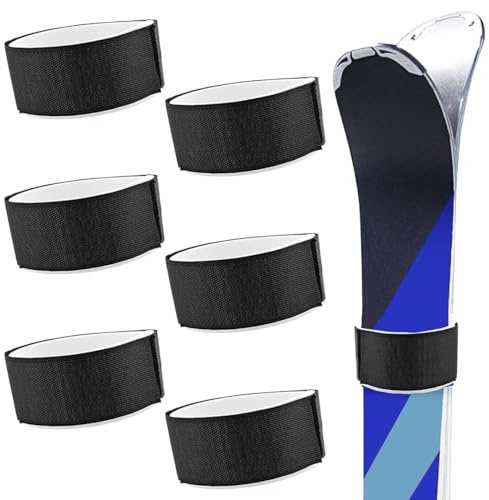 NHQ 6 Piezas Ajustable Ski Carrier Strap,Fijaciones de Esquí,Ski Straps Ajustables,Ayuda para el Entrenamiento de Esquí,Correas Sujeción Esquí,Accesorio de Snowboard para Esquís y Bastones de Esquí