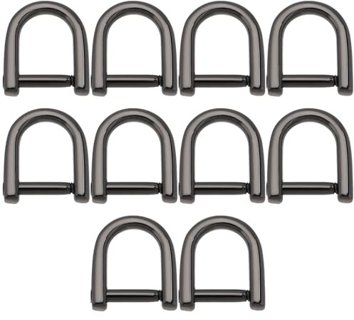 Briny River 10PCS Zipper Screw D-Ring 1.29x1.46cm Inner Diameter 0.9cm Screw in D-Rings for DIY Crafts Leathercrafts Accessories Keychain Purse Bag