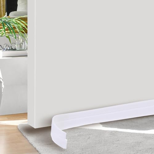 PATIKIL Bande De Porte Anti-Courant D'Air, 3.3FT Bande En Silicone Sous La Porte Joint De Porte Anti-Intempéries Bouchon De Porte Bloqueur De Bruit, Blanc (2 Pouces De Large)
