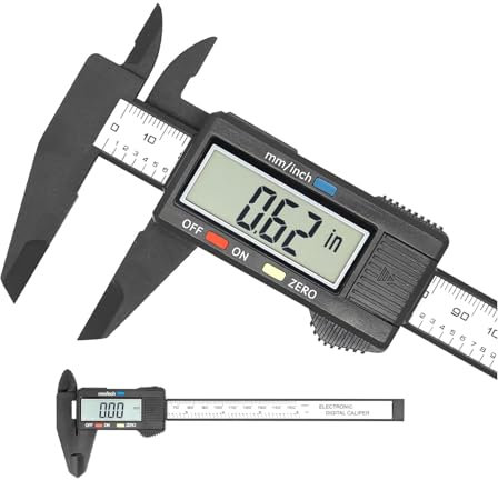 Digital Vernier Caliper 0-150mm / 0-6’’ Electronic Digital Caliper with Extra-Large LCD Screen,Plastic Carbon Fiber Digital Gauge,Depth Measuring Tools, Millimeter/Inch Conversion