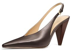 Michael Kors Women's Electra Sling Pump, Chocolate/Vachetta Leather, 6.5