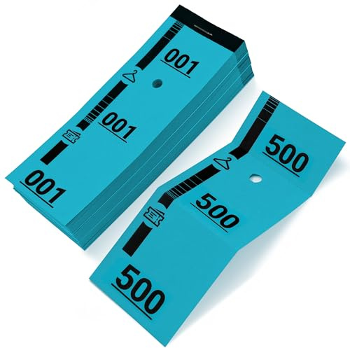 500 Garderobsnummer – Avtagbara, Numrerade 14x5 cm – Extra tjockt 160g/m² Papper, Robust – För Professionell Användning, Fest, Bar, Konsert, Festival – Tillverkad i Italien, Ekonomiskt Format, Blå