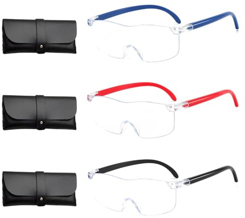LCUHAVA Vergrößerungsbrille 8X 10X 16X Lupenbrille für Brillenträger Lese Lupenbrille Lupenbrilles Leselupe für Senioren Naharbeit Anti Blaulicht für Nähen Handwerk Lesen Reparatur