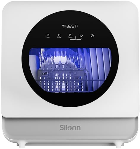 Silonn Portable Countertop Dishwasher, Smart App Control, Triple-Jet Cleaning, Built-In Dual Supply &Water Tank. Compact for Apartment, RV, Dorm