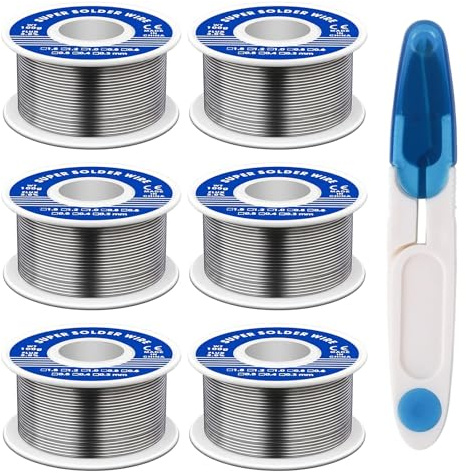 7pcs Solder Wire Set, 20g and 30g Soldering Wire, 0.8mm Solder with Blue Scissors for Electronic Repairs and DIY Projects, Reliable Soldering Kit for Home and Professional Use