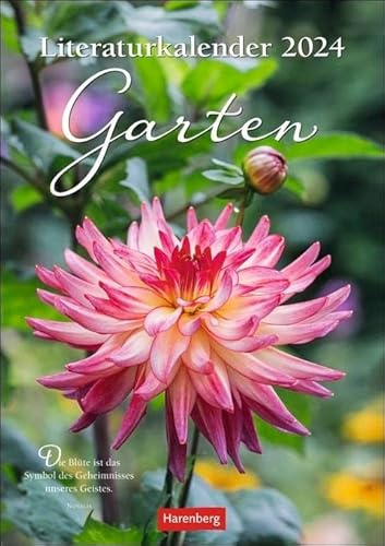 Calendario literario para jardín, calendario cultural semanal con citas inspiradoras y poesía lírica. Calendario de pared con fotos de jardín de ensueño. Formato vertical de 25 x 36 cm