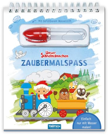 Trötsch Unser Sandmännchen Zaubermalspaß mit Wasserstift: Malblock mit nachfüllbarem Wassermalstift