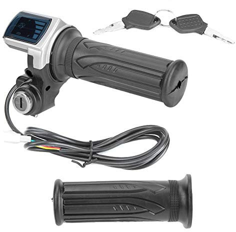 Akozon Empuñadura de Acelerador eléctrico Acelerador de Medio de 36V con indicador LED de Encendido Bloqueo de Teclas para Motos Eléctricas Scooters Motocicleta