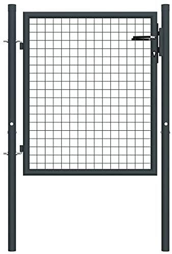 Zauntor,Einzelflügel,Stahl Gartentor,Mesh-Gartentor Verzinkter Stahl 100 x 125 cm Grau