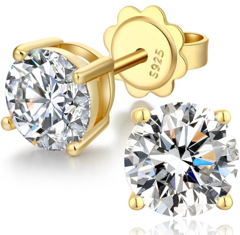 jiamiaoi 18 Karat Weißgold plattiert Glänzend Ohrringe Silber 925 Stecker, 4mm-8mm 4A+ Zirkonia Ohrstecker Herz Ohrringe Fur Damen Herren