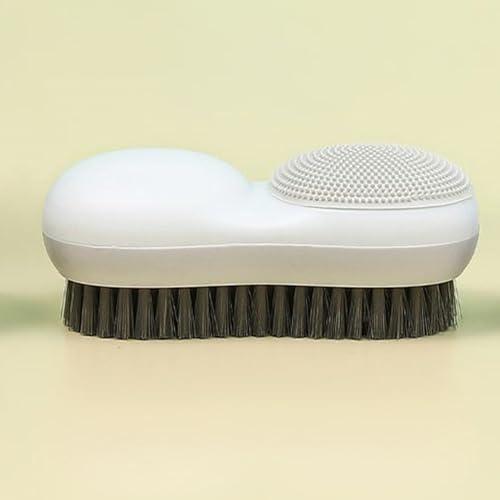 Two-Sided Laundry Stain Remover Brush, Soft Bristle for Scrubbing Out Tough on Wool Cashmere Delicate Fabrics Knits Cotton Leather, Easy to Grip Hand Washing Clothes Scrubber White