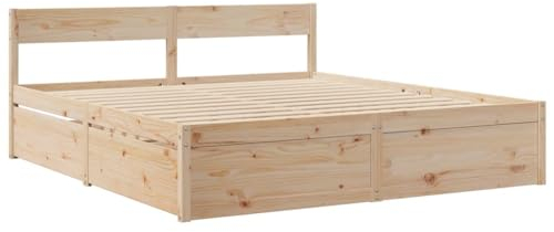 vidaXL Giroletto con Cassetti 180x200 cm in Legno Massello di Pino, giroletto con cassetti, arredo Camera da Letto, Letto Contenitore