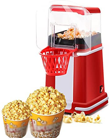 SmPinnaA Electric Popcorn Maker, Hot Air Popcorn Popper, Air Popper, No Oil Needed BPA Free, Mini Popcorn Machine for DIY Party, Home and Family