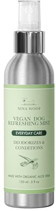 Nina Woof Spray Desodorante Vegano para Perros – Perfume y Colonia para Perros, Neutralizador de Olores con Aloe Vera y Amaranto, Bruma Refrescante de Larga Duración para el Pelaje - 150 mL