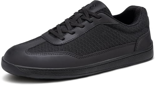 LARNMERN Safety Trainers Men Non Slip Steel Toe Cap Shoes Wide Toe Work Sneakers Lightweight Breathable Barefoot Shoes Comfortable 51654 (8 UK,Black)