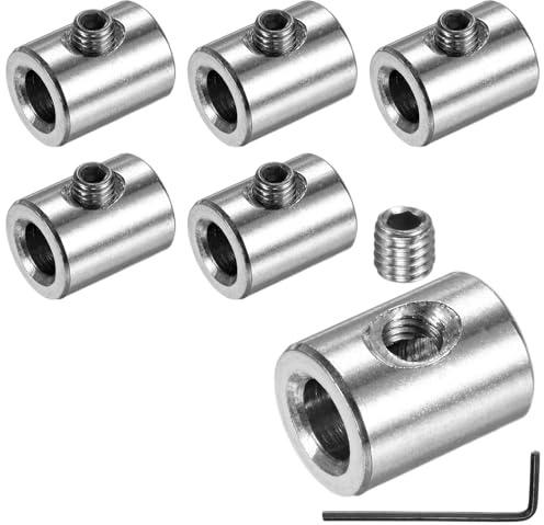 M METERXITY 6-Pack Wire Rope Cable Clamp, 6mm Hole 304 Stainless Steel Single Holes Lock Clip with Hexagon Screws Spanner for Cable Rigging/DIY Decorative Rope/Clothesline
