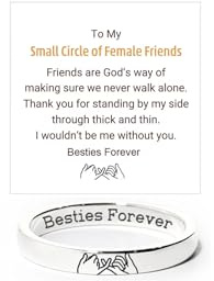 LIU JUN Besties Forever Ring For Women, Stainless Steel Pinky Promise Bestie Friendship Best Friend Engraved Rings Simple Dainty Christmas Birthday Jewelry Gifts (Besties Forever 10)